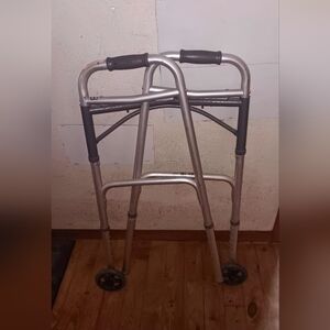 Lightweight Silver Mobility Walker with Wheels